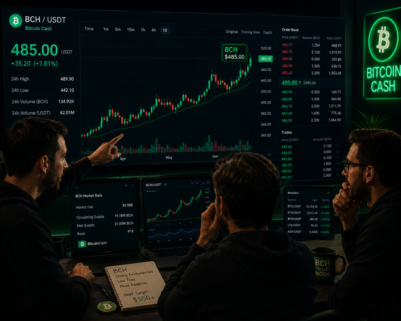 Traders analyzing BCH